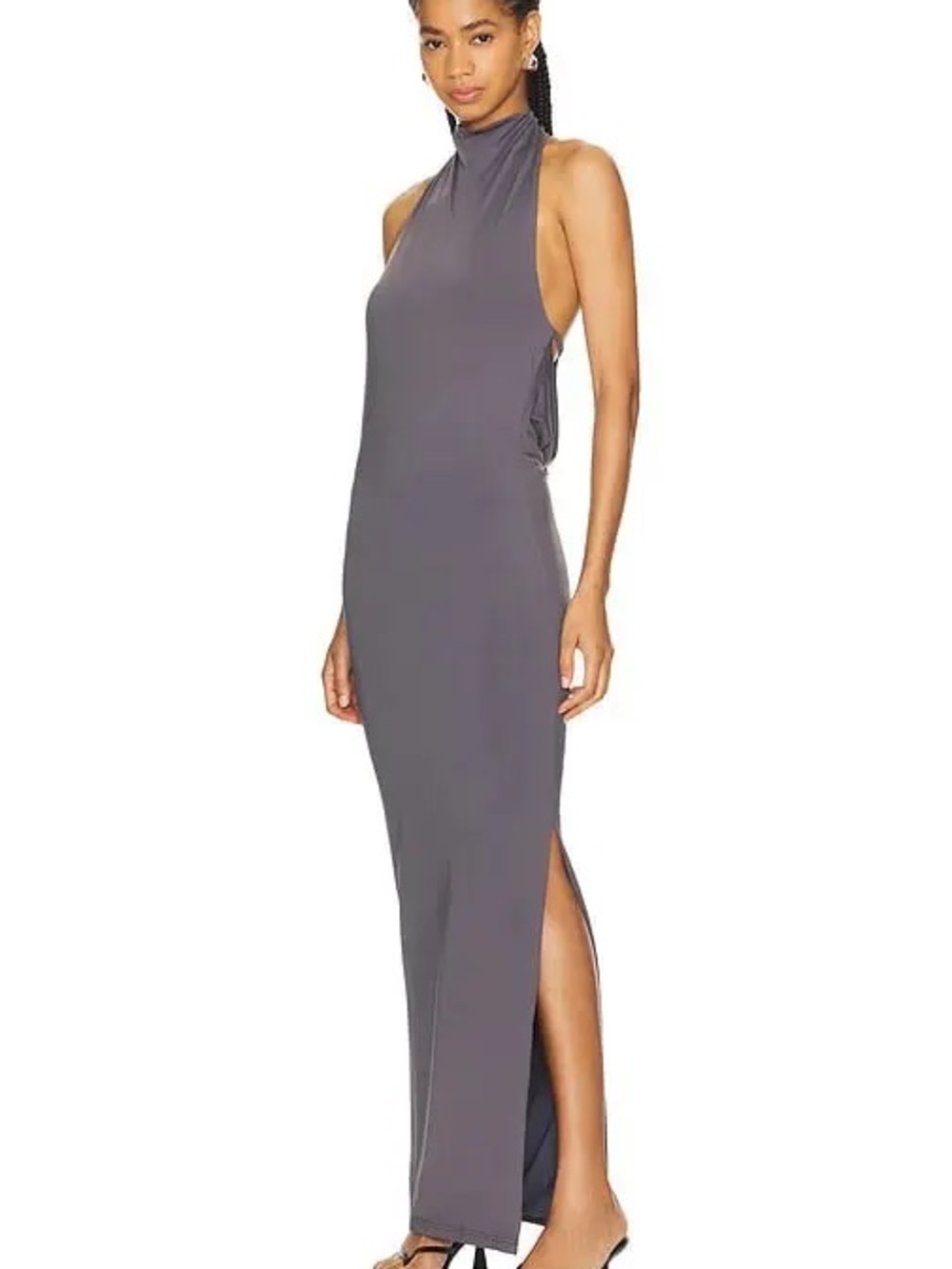 Revolve Gray High-Neck Maxi Dress - Size Small